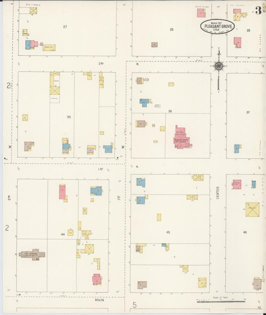 Sanborn Fire Insurance Map from Pleasant Grove, Utah County, Utah (1917), Sheet #0003 - Historic Sanborn Fire Insurance Map Print, vintage old map wall art, antique decor, genealogy gift, Pleasant Grove Utah map