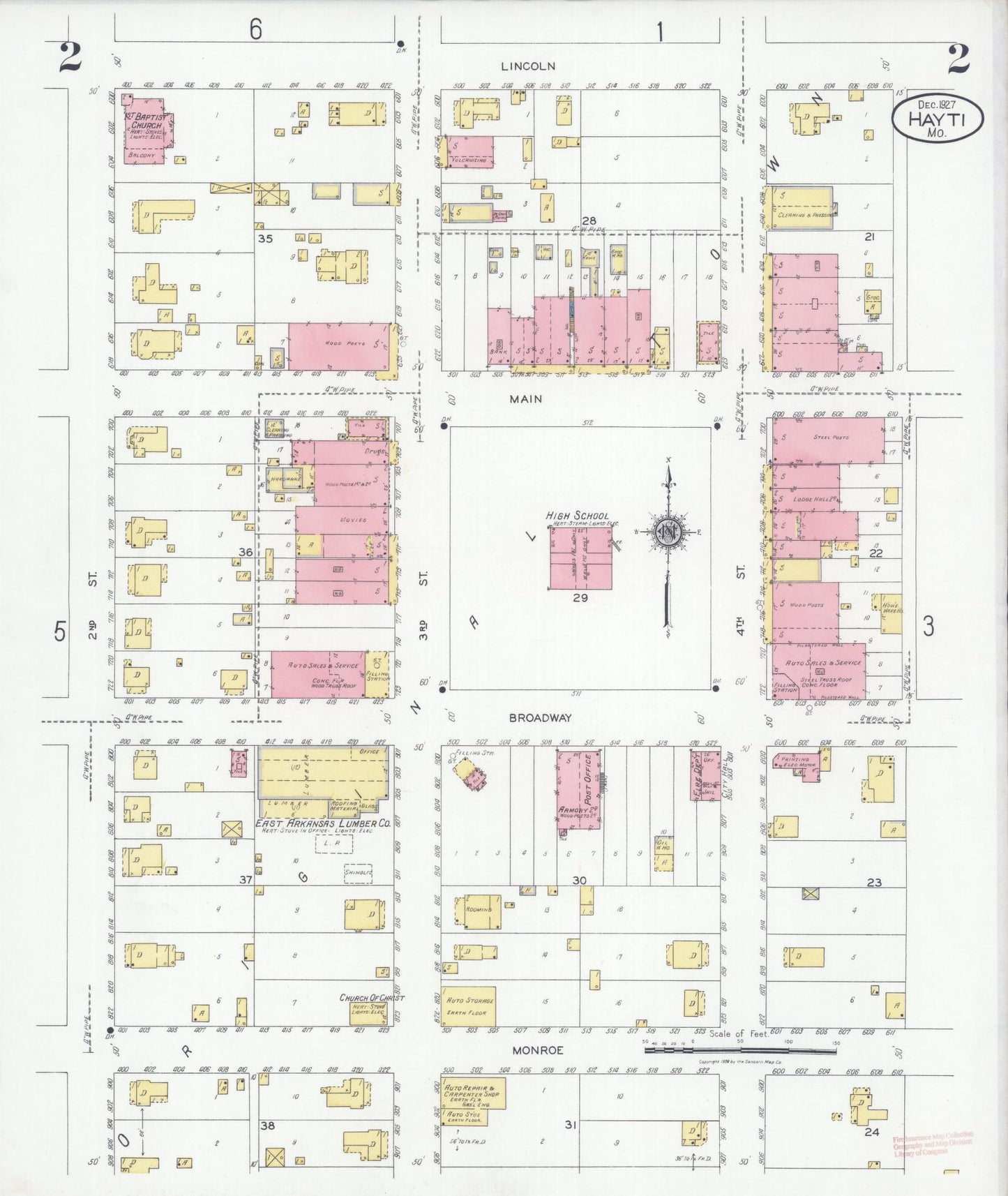 Sanborn Fire Insurance Map from Hayti, Pemiscot County, Missouri (1927), Sheet #0002 - Complete Map Set gallery image, historic Sanborn map, vintage wall art, Missouri Missouri