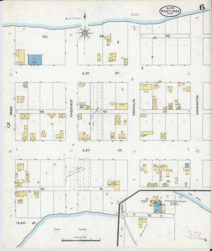 Sanborn Fire Insurance Map from Hastings, Dakota County, Minnesota (1904), Sheet #0006 - Complete Map Set gallery image, historic Sanborn map, vintage wall art, Minnesota Minnesota