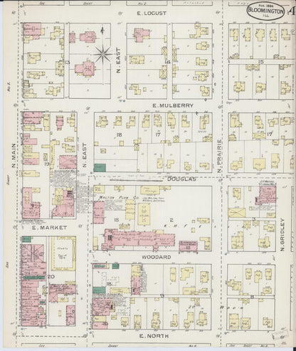 Sanborn Fire Insurance Map from Bloomington, McLean County, Illinois (1886), Sheet #0004 - Complete Map Set gallery image, historic Sanborn map, vintage wall art, Illinois Illinois