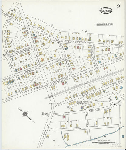 Sanborn Fire Insurance Map from Glenside, Montgomery County, Pennsylvania (1920), Sheet #0009 - Complete Map Set gallery image, historic Sanborn map, vintage wall art, Pennsylvania Pennsylvania