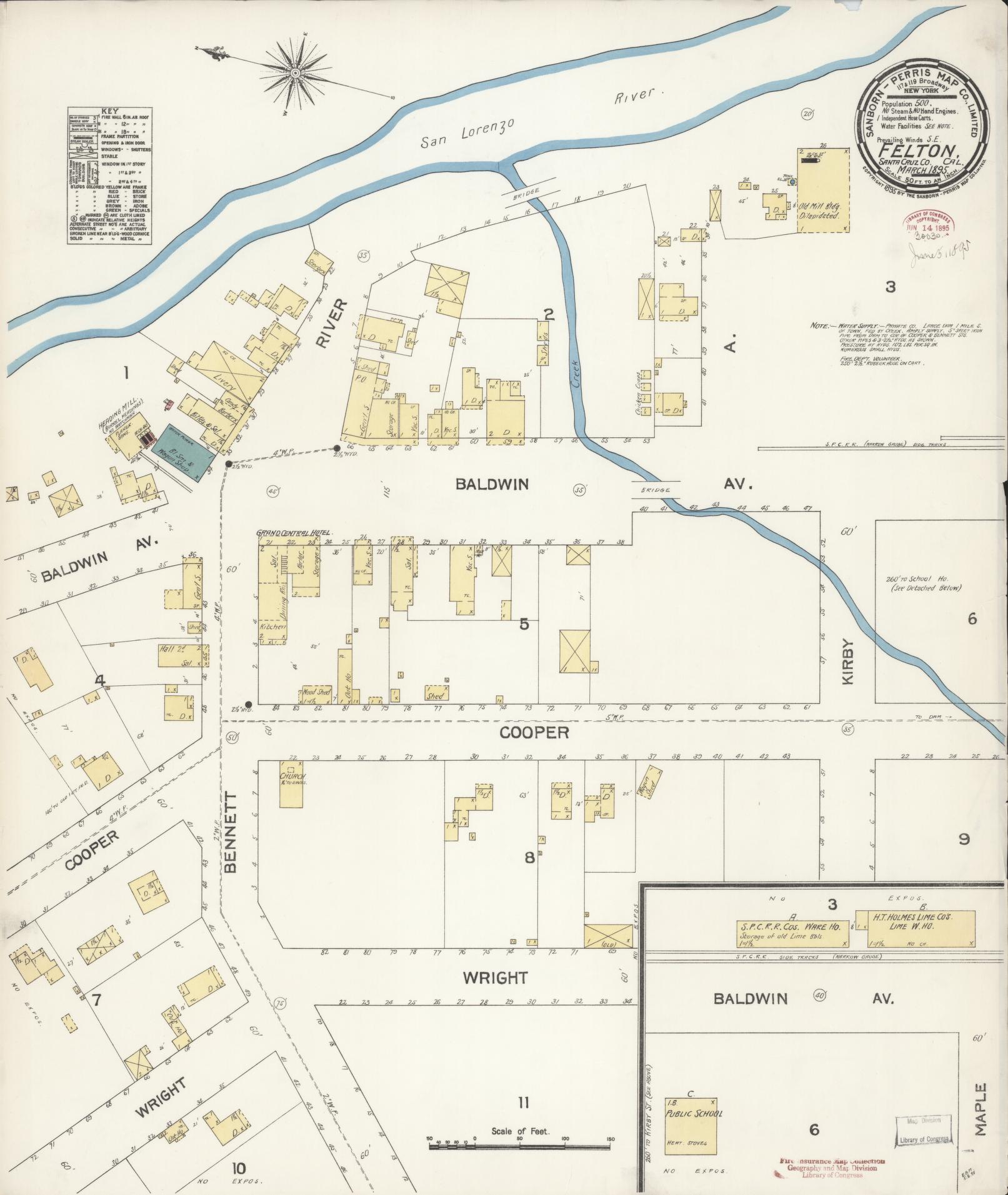 Sanborn Fire Insurance Map from Felton, Santa Cruz County, California. (1895) – Historic Sanborn Fire Insurance Map Print