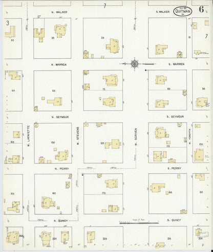 Sanborn Fire Insurance Map from Quitman, Brooks County, Georgia (1912), Sheet #0006 - Complete Map Set gallery image, historic Sanborn map, vintage wall art, Georgia Georgia