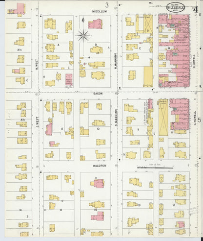 Sanborn Fire Insurance Map from Hillsdale, Hillsdale County, Michigan (1900), Sheet #0004 - Complete Map Set gallery image, historic Sanborn map, vintage wall art, Michigan Michigan