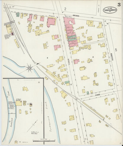Sanborn Fire Insurance Map from Tunkhannock, Wyoming County, Pennsylvania (1897), Sheet #0003 - Complete Map Set gallery image, historic Sanborn map, vintage wall art, Tunkhannock Wyoming