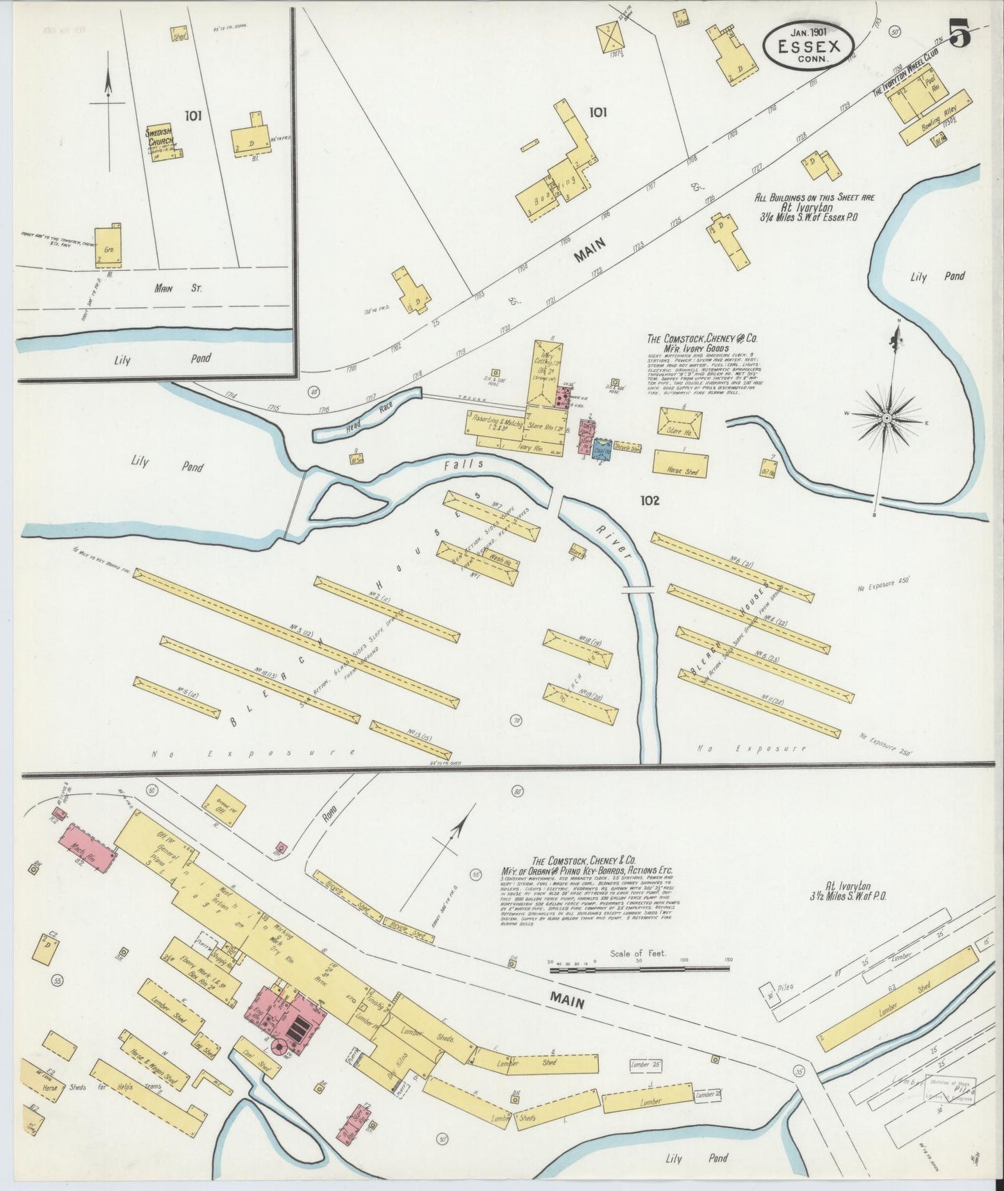 Sanborn Fire Insurance Map from Essex, Middlesex County, Connecticut (1901), Sheet #0005 - Complete Map Set gallery image, historic Sanborn map, vintage wall art, Connecticut Connecticut