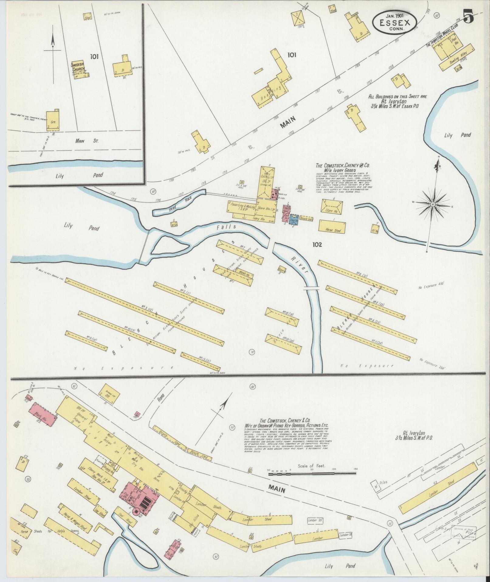 Sanborn Fire Insurance Map from Essex, Middlesex County, Connecticut (1901), Sheet #0005 - Complete Map Set gallery image, historic Sanborn map, vintage wall art, Connecticut Connecticut