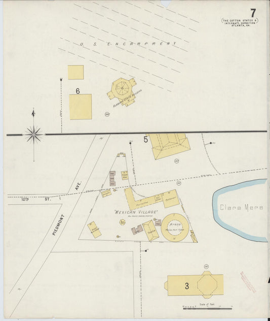 Sanborn Fire Insurance Map from Atlanta, Fulton  County, Georgia (1895), Sheet #0007 - Historic Sanborn Fire Insurance Map Print, vintage old map wall art, antique decor, genealogy gift, Georgia Georgia map