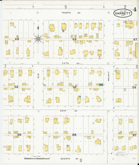 Sanborn Fire Insurance Map from Garnett, Anderson County, Kansas (1897), Sheet #0004 - Historic Sanborn Fire Insurance Map Print, vintage old map wall art, antique decor, genealogy gift, Kansas Kansas map
