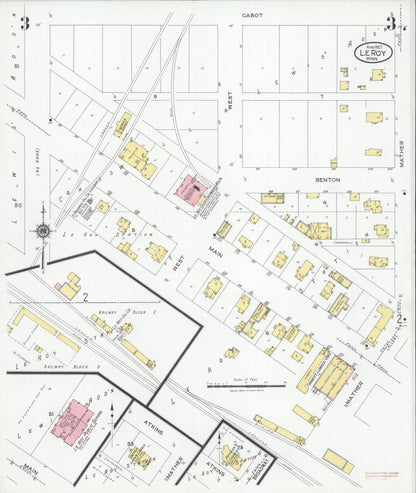 Sanborn Fire Insurance Map from Le Roy, Mower County, Minnesota (1927), Sheet #0003 - Complete Map Set gallery image, historic Sanborn map, vintage wall art, Minnesota Minnesota