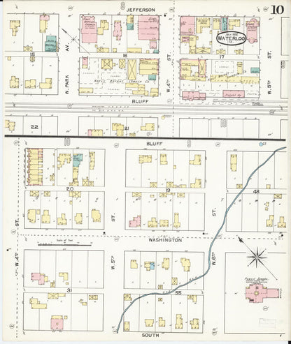 Sanborn Fire Insurance Map from Waterloo, Black Hawk County, Iowa (1892), Sheet #0010 - Historic Sanborn Fire Insurance Map Print