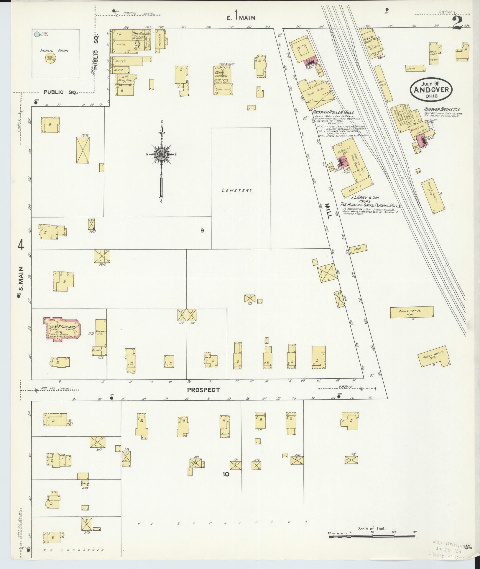 Sanborn Fire Insurance Map from Andover, Ashtabula County, Ohio (1911), Sheet #0002 - Historic Sanborn Fire Insurance Map Print, vintage old map wall art, antique decor, genealogy gift, Ohio Ohio map