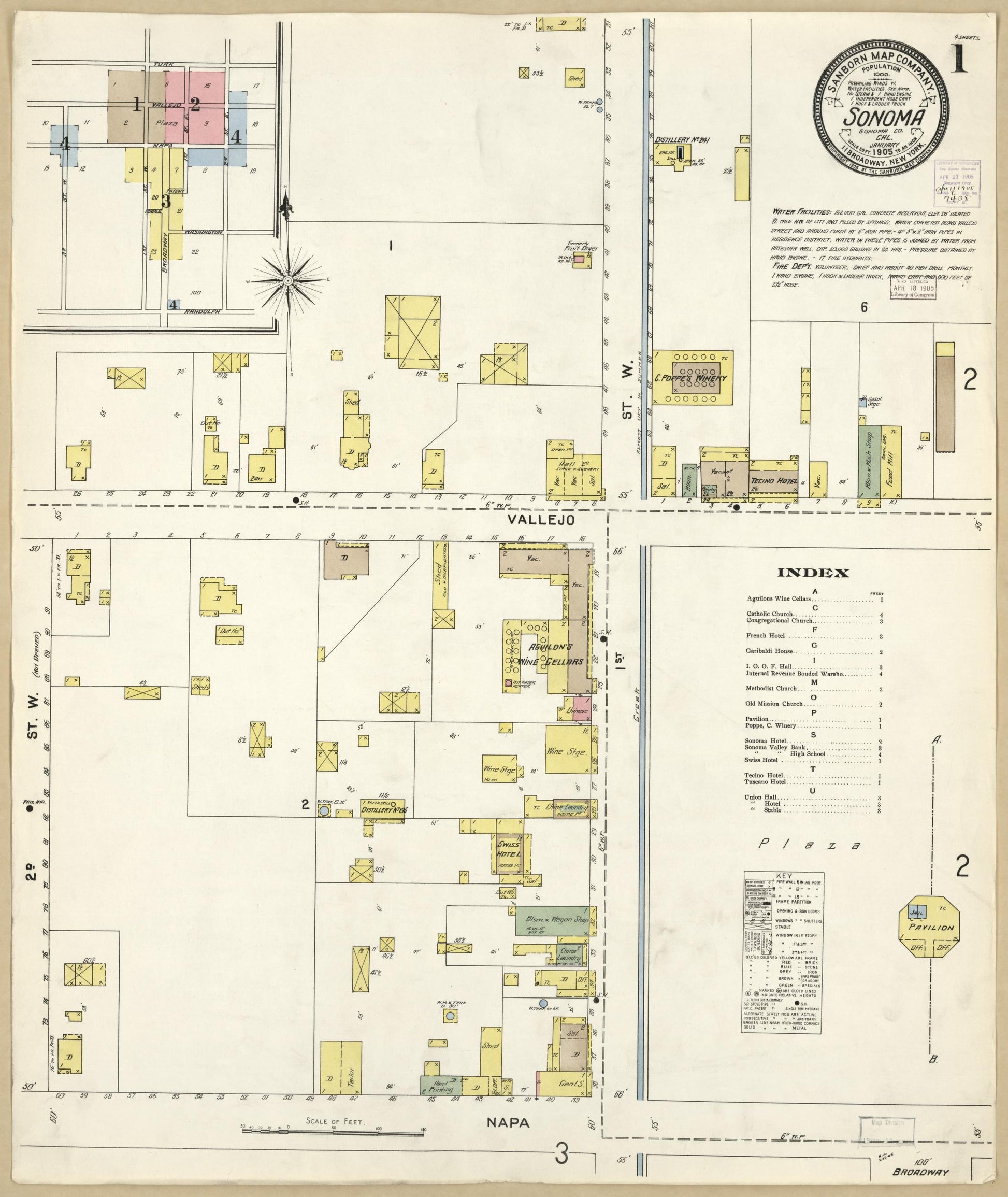 Sanborn Fire Insurance Map from Sonoma, Sonoma County, California. (1905) – Historic Sanborn Fire Insurance Map Print