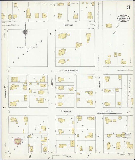 Sanborn Fire Insurance Map from Sparta, Monroe County, Wisconsin (1911), Sheet #0003 - Historic Sanborn Fire Insurance Map Print, vintage old map wall art, antique decor, genealogy gift, Wisconsin Wisconsin map