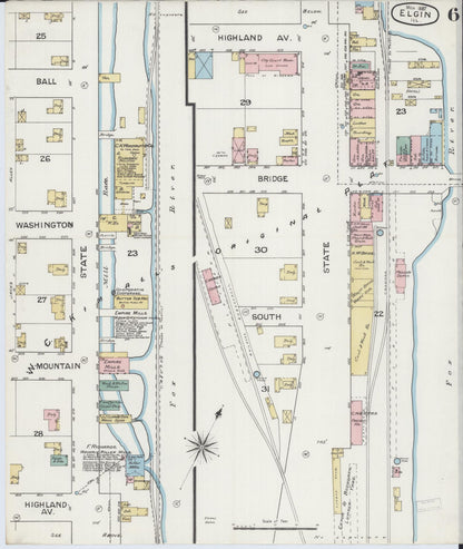 Sanborn Fire Insurance Map from Elgin, Kane County, Illinois (1887), Sheet #0006 - Complete Map Set gallery image, historic Sanborn map, vintage wall art, Illinois Illinois