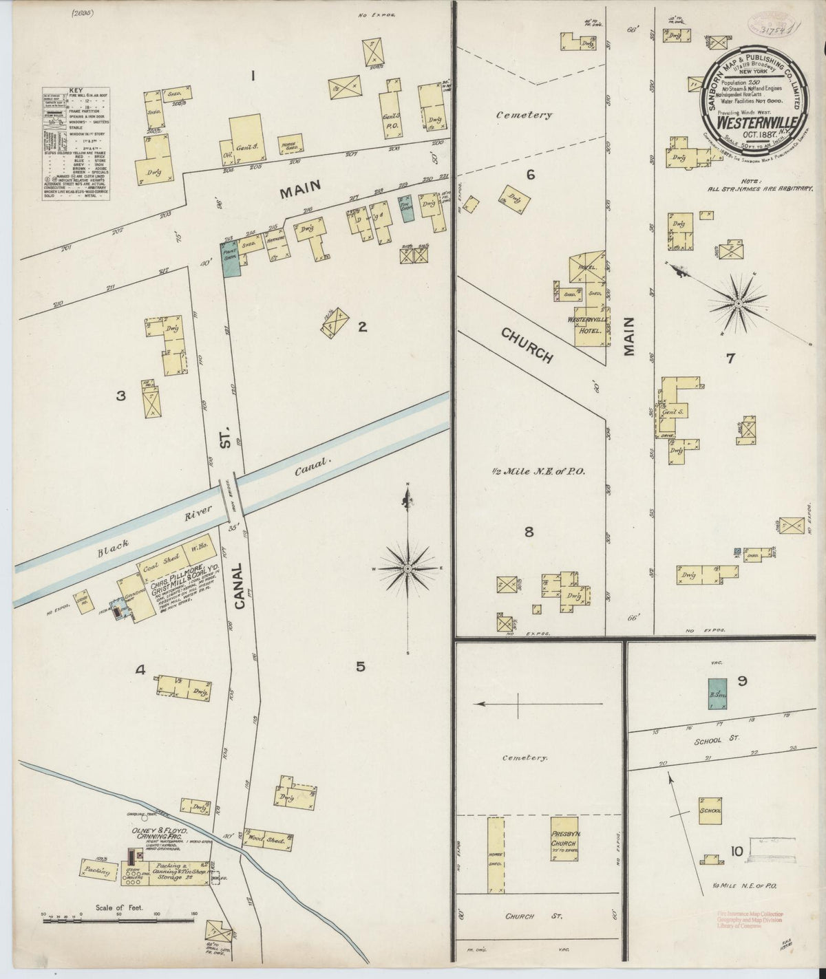 Sanborn Fire Insurance Map from Westernville, Oneida County, New York (1887), Sheet #0001 - Historic Sanborn Fire Insurance Map Print, vintage old map wall art, antique decor, genealogy gift, New York New York map