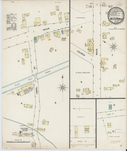 Sanborn Fire Insurance Map from Westernville, Oneida County, New York (1887), Sheet #0001 - Historic Sanborn Fire Insurance Map Print, vintage old map wall art, antique decor, genealogy gift, New York New York map