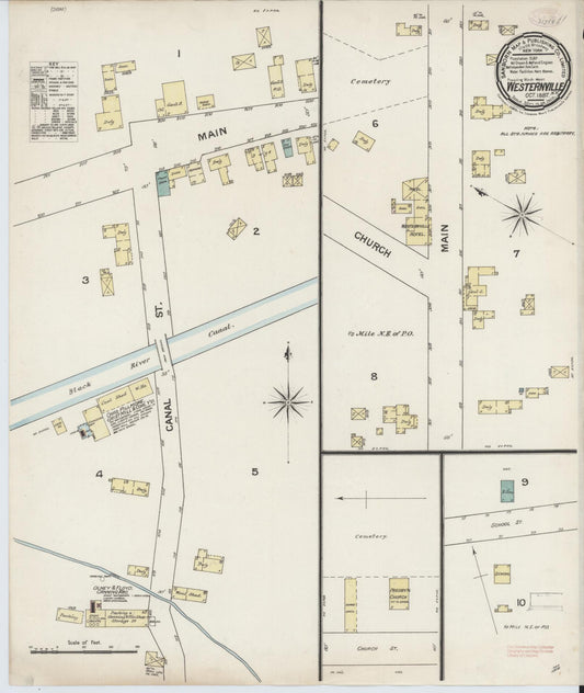 Sanborn Fire Insurance Map from Westernville, Oneida County, New York (1887), Sheet #0001 - Historic Sanborn Fire Insurance Map Print, vintage old map wall art, antique decor, genealogy gift, New York New York map