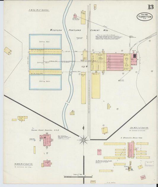 Sanborn Fire Insurance Map from Yankton, Yankton County, South Dakota (1898), Sheet #0013 - Historic Sanborn Fire Insurance Map Print, vintage old map wall art, antique decor, genealogy gift, South Dakota South Dakota map
