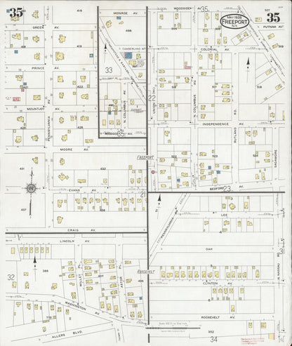 Sanborn Fire Insurance Map from Freeport, Nassau County, New York (1928), Sheet #0035 - Complete Map Set gallery image, historic Sanborn map, vintage wall art, New York New York