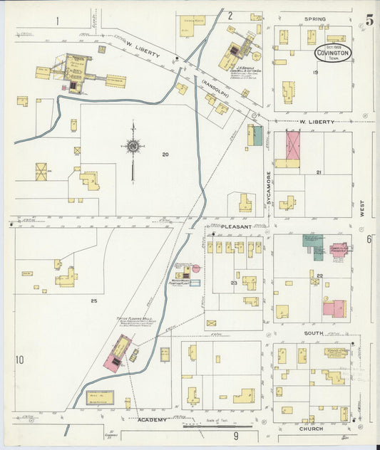 Sanborn Fire Insurance Map from Covington, Tipton County, Tennessee (1909), Sheet #0005 - Historic Sanborn Fire Insurance Map Print, vintage old map wall art, antique decor, genealogy gift, Tennessee Tennessee map