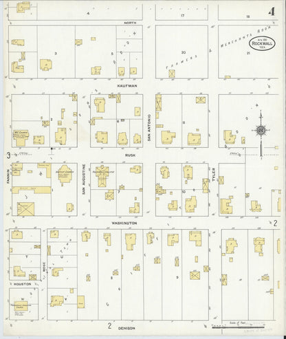 Sanborn Fire Insurance Map from Rockwall, Rockwall County, Texas (1911), Sheet #0004 - Historic Sanborn Fire Insurance Map Print, vintage old map wall art, antique decor, genealogy gift, Texas Texas map