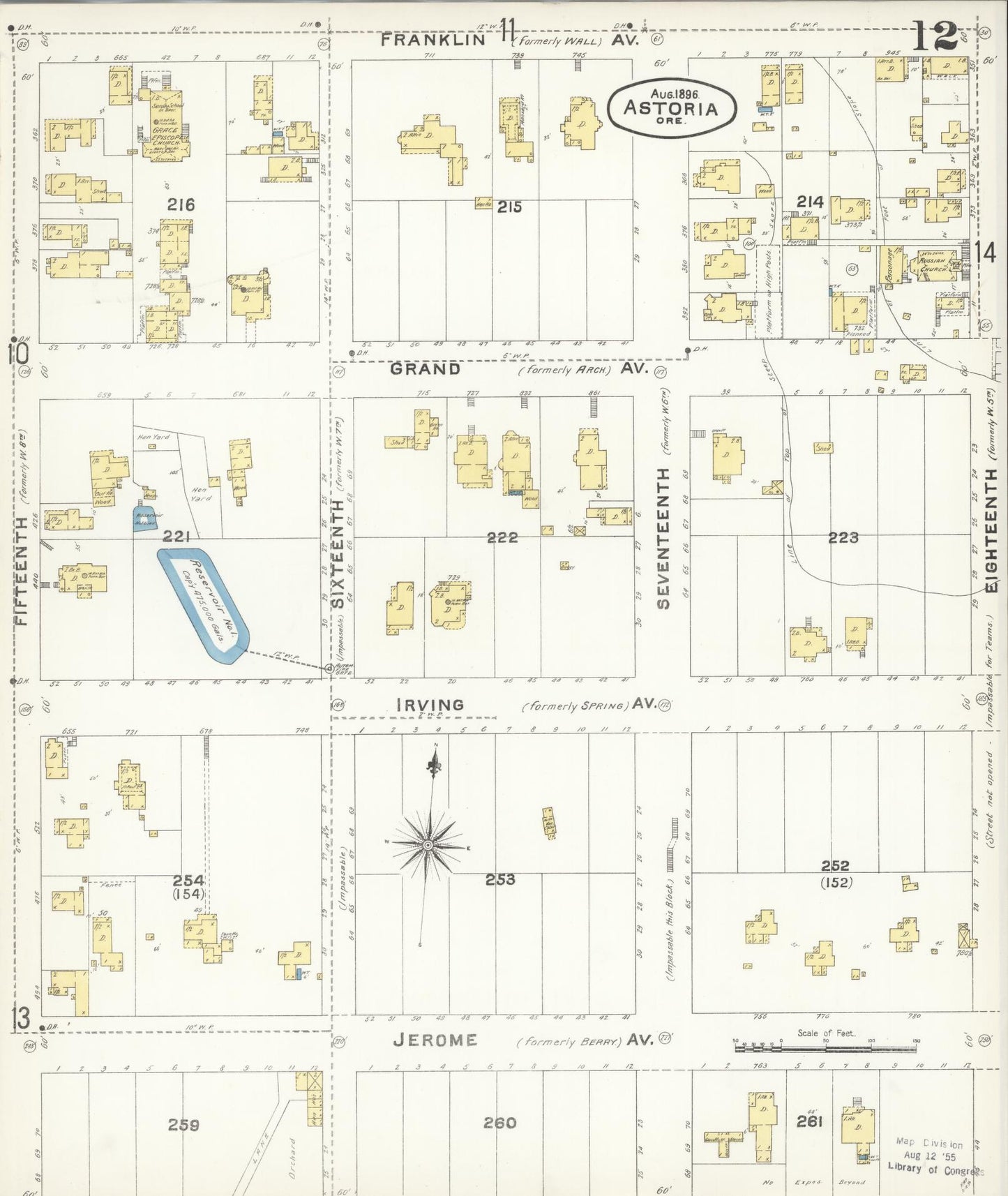 Sanborn Fire Insurance Map from Astoria, Clatsop County, Oregon (1896), Sheet #0012 - Complete Map Set gallery image, historic Sanborn map, vintage wall art, Oregon Oregon