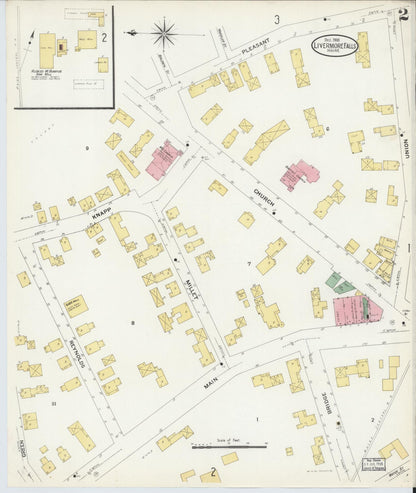 Sanborn Fire Insurance Map from Livermore Falls, Androscoggin County, Maine (1908), Sheet #0002 - Complete Map Set gallery image, historic Sanborn map, vintage wall art, Maine Maine