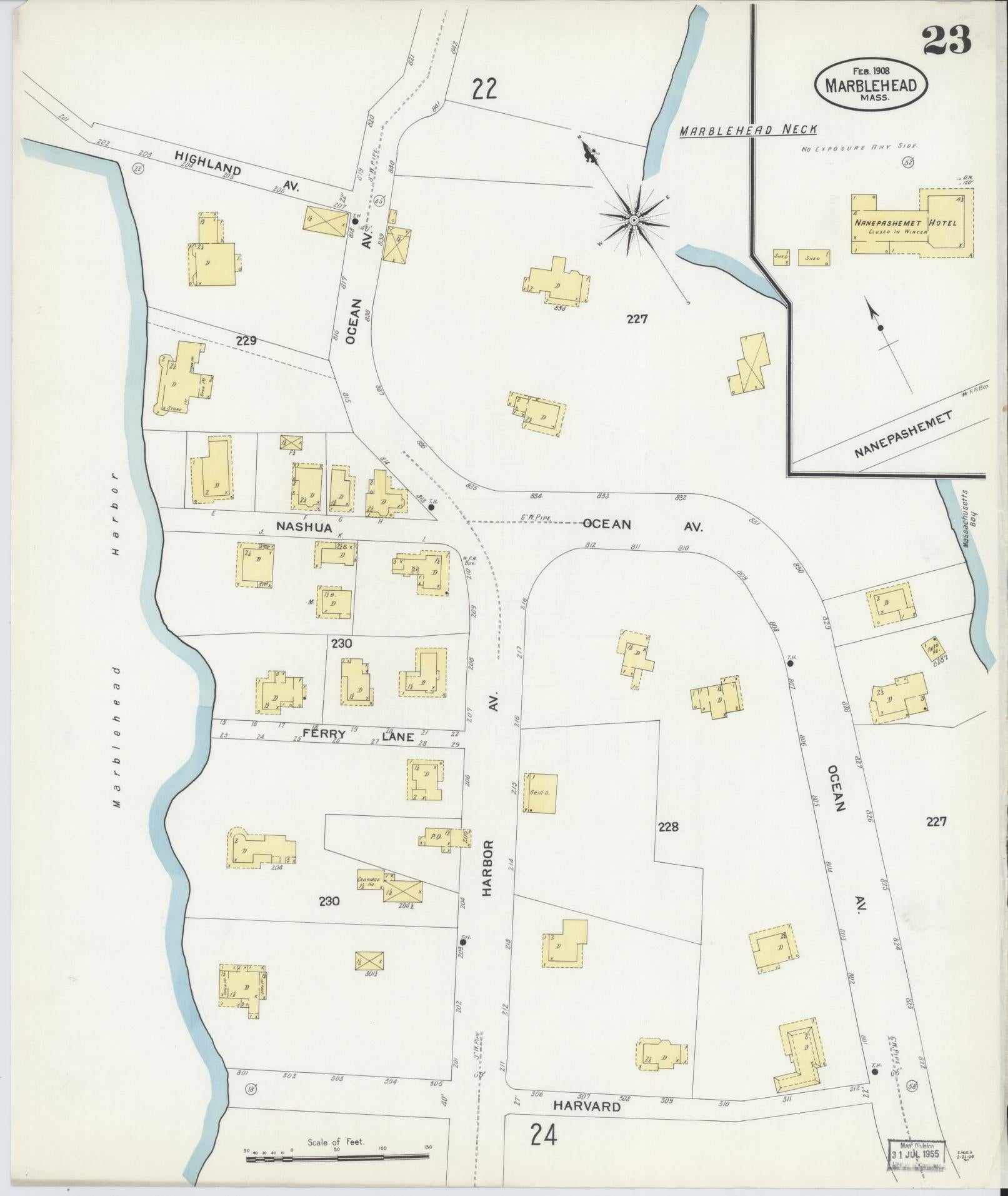 Sanborn Fire Insurance Map from Marblehead, Essex County, Massachusetts (1908), Sheet #0023 - Complete Map Set gallery image, historic Sanborn map, vintage wall art, Massachusetts Massachusetts
