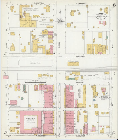 Sanborn Fire Insurance Map from Griffin, Spalding County, Georgia (1900), Sheet #0006 - Complete Map Set gallery image, historic Sanborn map, vintage wall art, Georgia Georgia