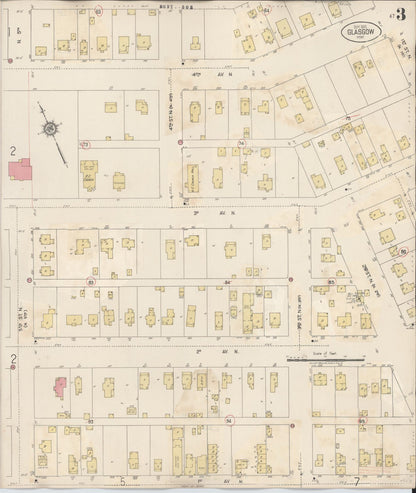Sanborn Fire Insurance Map from Glasgow, Valley County, Montana (1937), Sheet #0003 - Complete Map Set gallery image, historic Sanborn map, vintage wall art, Montana Montana