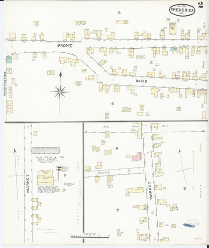 Sanborn Fire Insurance Map from Frederica, Kent County, Delaware (1891), Sheet #0002 - Complete Map Set gallery image, historic Sanborn map, vintage wall art, Delaware Delaware