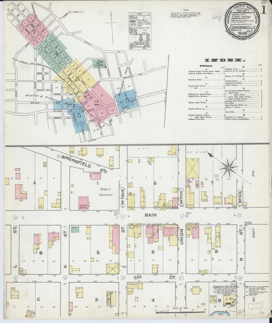 Sanborn Fire Insurance Map from Edwardsville, Madison County, Illinois (1892), Sheet #0001 - Complete Map Set gallery image, historic Sanborn map, vintage wall art, Illinois Illinois