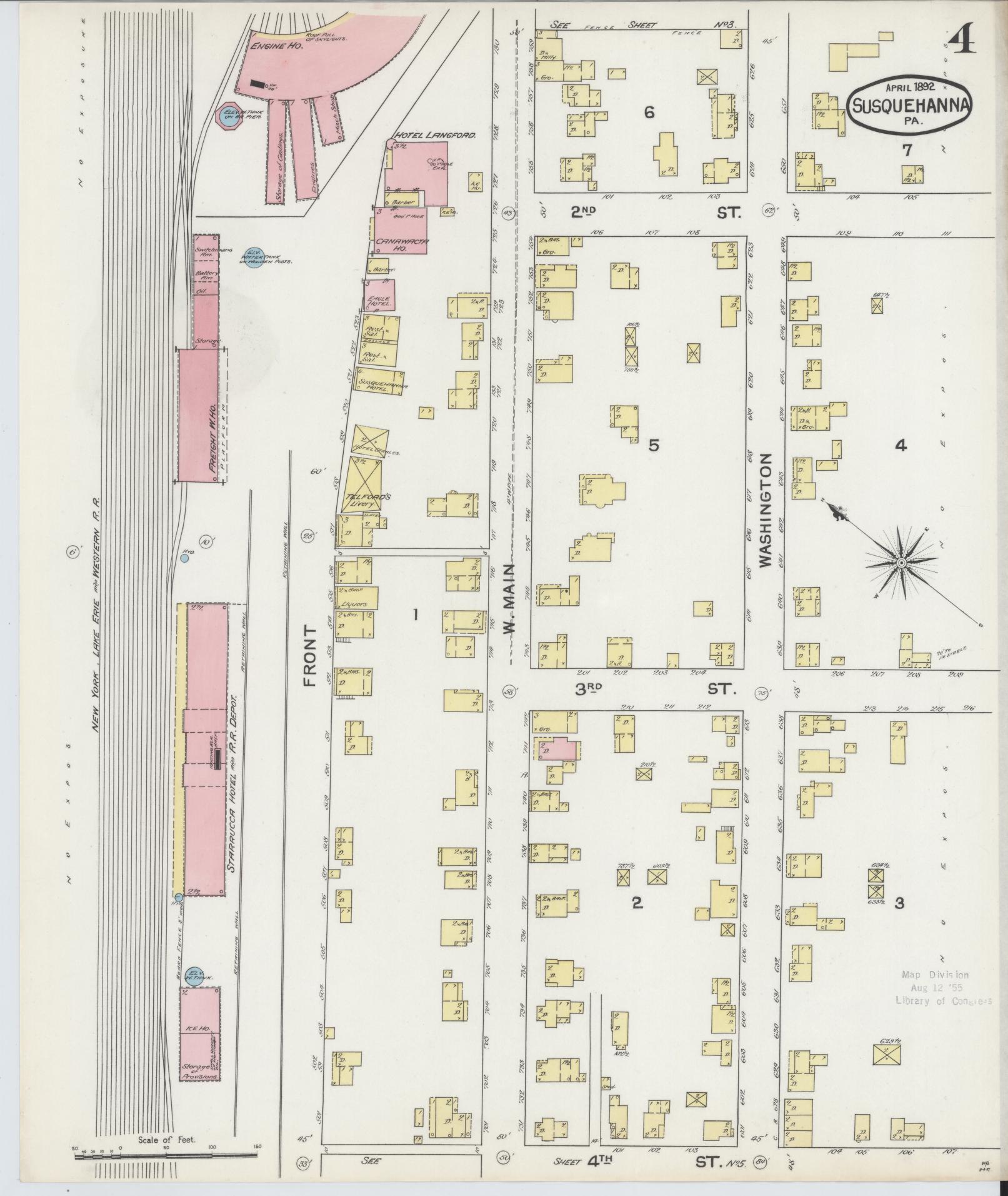 Sanborn Fire Insurance Map from Susquehanna, Susquehanna County, Pennsylvania (1892), Sheet #0004 - Complete Map Set gallery image, historic Sanborn map, vintage wall art, Pennsylvania Pennsylvania