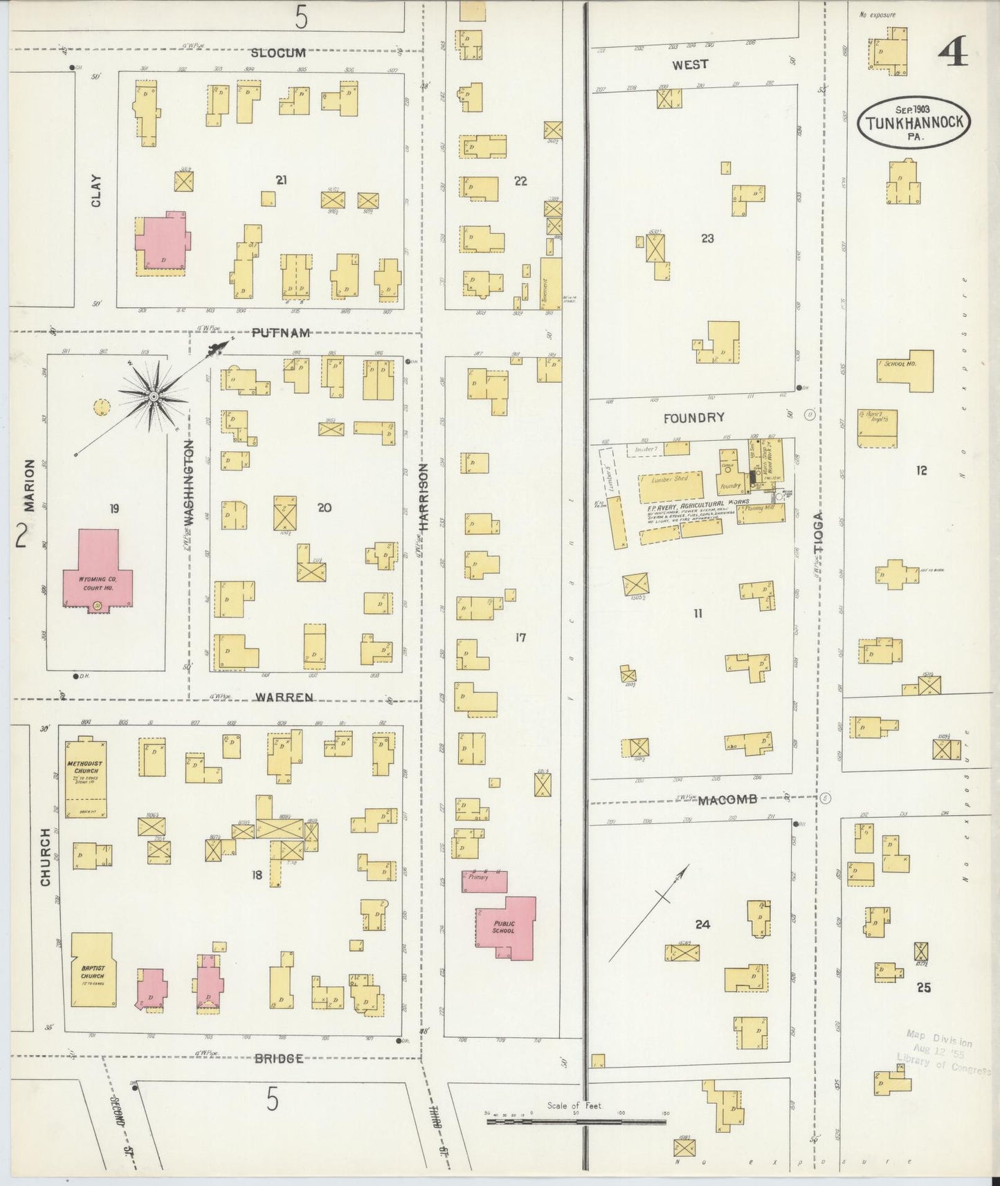 Sanborn Fire Insurance Map from Tunkhannock, Wyoming County, Pennsylvania (1903), Sheet #0004 - Complete Map Set gallery image, historic Sanborn map, vintage wall art, Pennsylvania Pennsylvania