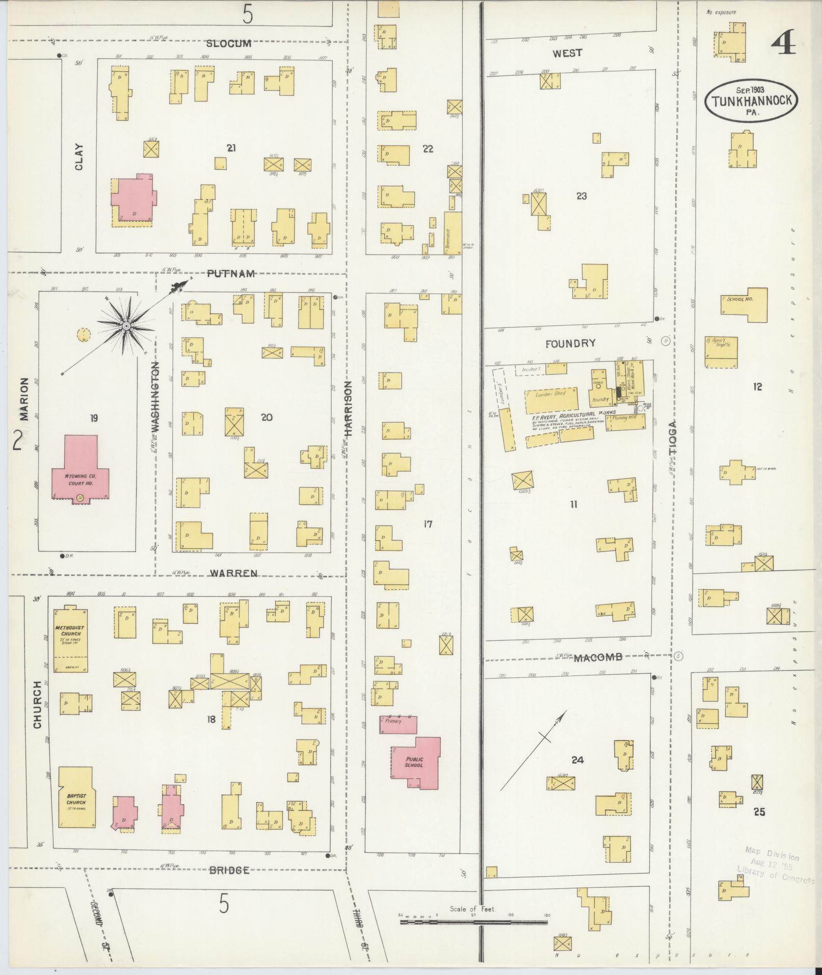 Sanborn Fire Insurance Map from Tunkhannock, Wyoming County, Pennsylvania (1903), Sheet #0004 - Complete Map Set gallery image, historic Sanborn map, vintage wall art, Pennsylvania Pennsylvania