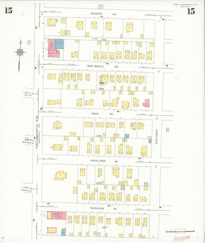 Sanborn Fire Insurance Map from Port Washington, Nassau County, New York (1931), Sheet #0015 - Historic Sanborn Fire Insurance Map Print, vintage old map wall art, antique decor, genealogy gift, New York New York map