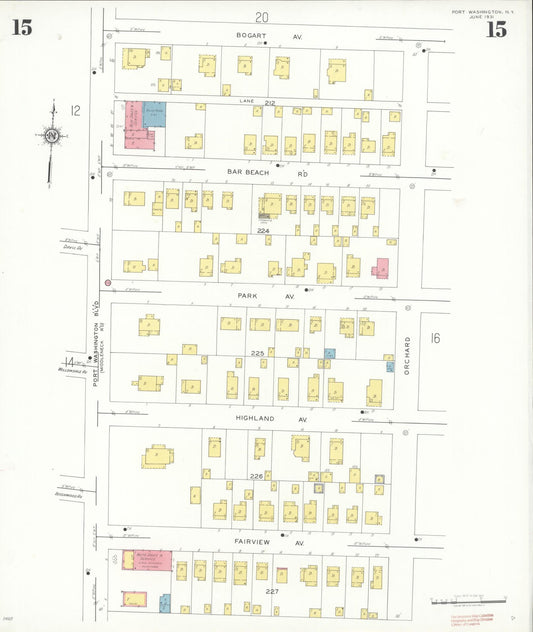 Sanborn Fire Insurance Map from Port Washington, Nassau County, New York (1931), Sheet #0015 - Historic Sanborn Fire Insurance Map Print, vintage old map wall art, antique decor, genealogy gift, New York New York map