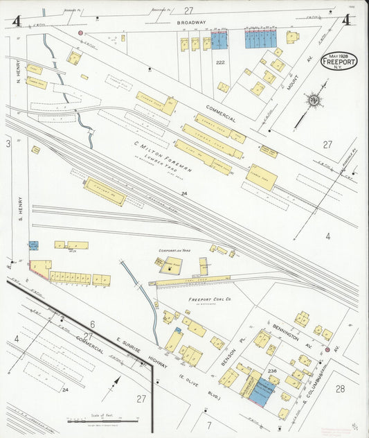 Sanborn Fire Insurance Map from Freeport, Nassau County, New York (1928), Sheet #0004 - Historic Sanborn Fire Insurance Map Print, vintage old map wall art, antique decor, genealogy gift, New York New York map