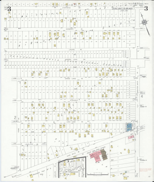 Sanborn Fire Insurance Map from Saint Clair Shores, Macomb County, Michigan (1933), Sheet #0003 - Historic Sanborn Fire Insurance Map Print, vintage old map wall art, antique decor, genealogy gift, Michigan Michigan map