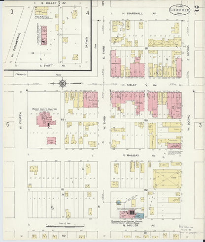 Sanborn Fire Insurance Map from Litchfield, Meeker County, Minnesota (1913), Sheet #0002 - Complete Map Set gallery image, historic Sanborn map, vintage wall art, Minnesota Minnesota