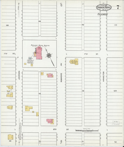 Sanborn Fire Insurance Map from Roanoke Rapids, Halifax County, North Carolina (1919), Sheet #0007 - Complete Map Set gallery image, historic Sanborn map, vintage wall art, North Carolina North Carolina