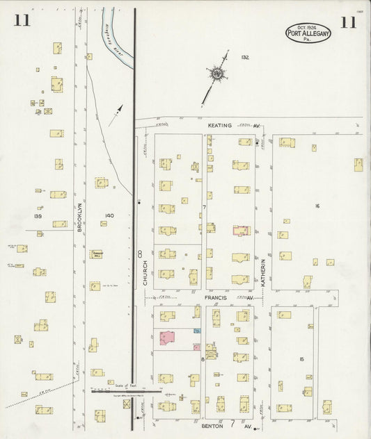 Sanborn Fire Insurance Map from Port Allegany, McKean County, Pennsylvania (1924), Sheet #0011 - Historic Sanborn Fire Insurance Map Print, vintage old map wall art, antique decor, genealogy gift, Pennsylvania Pennsylvania map