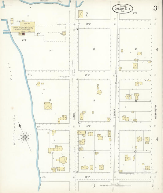 Sanborn Fire Insurance Map from Oregon City, Clackamas County, Oregon (1900), Sheet #0003 - Historic Sanborn Fire Insurance Map Print, vintage old map wall art, antique decor, genealogy gift, Oregon Oregon map