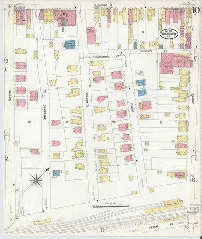 Sanborn Fire Insurance Map from Woodbury, Gloucester County, New Jersey (1908), Sheet #0010 - Historic Sanborn Fire Insurance Map Print, vintage old map wall art, antique decor, genealogy gift, New Jersey New Jersey map