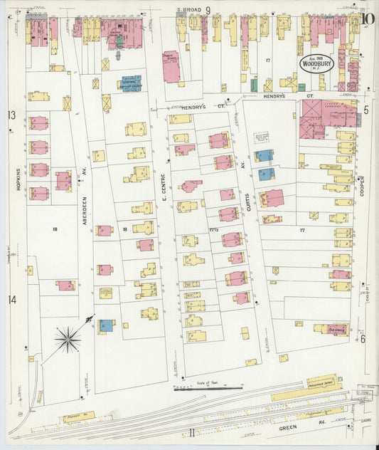 Sanborn Fire Insurance Map from Woodbury, Gloucester County, New Jersey (1908), Sheet #0010 - Historic Sanborn Fire Insurance Map Print, vintage old map wall art, antique decor, genealogy gift, New Jersey New Jersey map