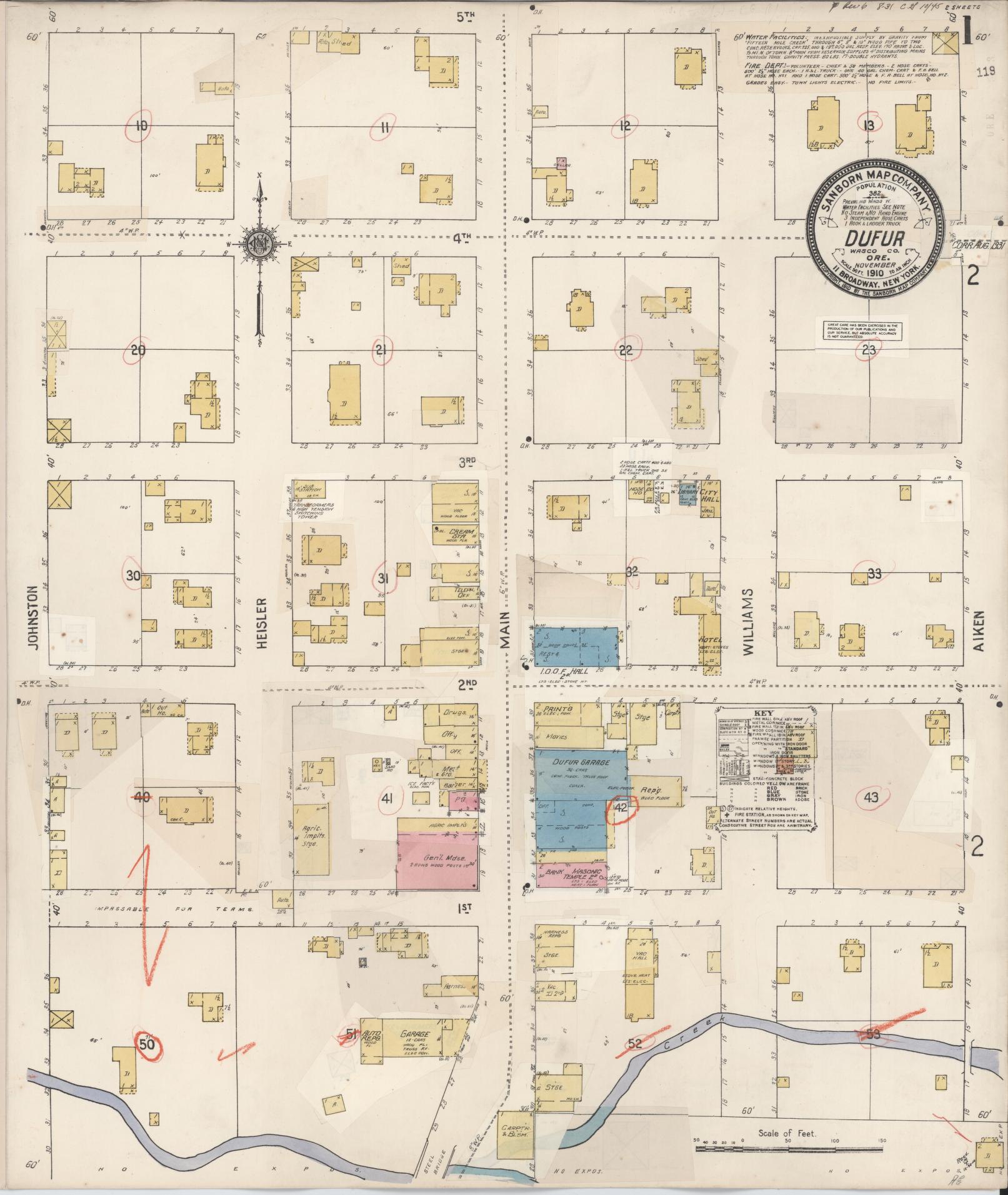 Sanborn Fire Insurance Map from Dufur, Wasco County, Oregon (1931), Sheet #0001 - Complete Map Set gallery image, historic Sanborn map, vintage wall art, Oregon Oregon
