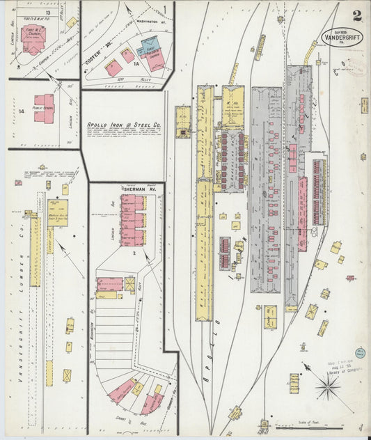 Sanborn Fire Insurance Map from Vandergrift, Westmoreland County, Pennsylvania (1899), Sheet #0002 - Historic Sanborn Fire Insurance Map Print, vintage old map wall art, antique decor, genealogy gift, Pennsylvania Pennsylvania map