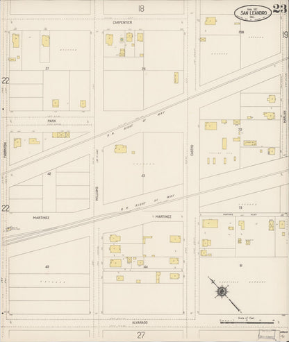 Sanborn Fire Insurance Map from San Leandro, Alameda County, California (1917), Sheet #0023 - Complete Map Set gallery image, historic Sanborn map, vintage wall art, California California
