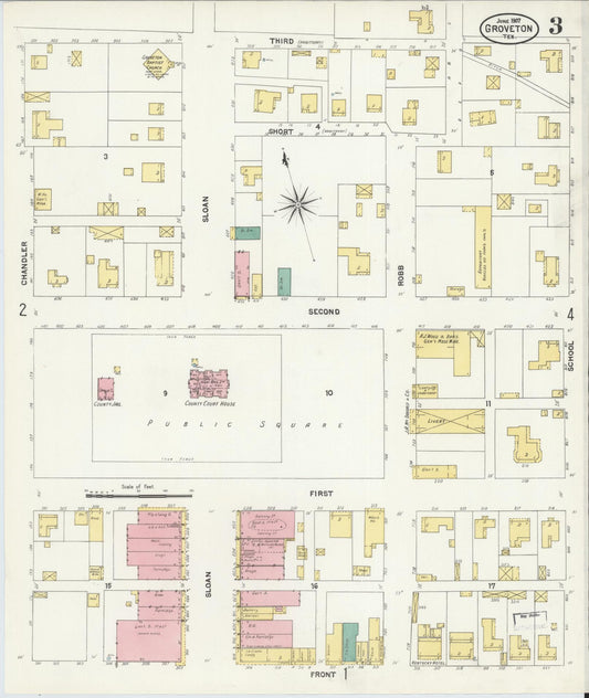 Sanborn Fire Insurance Map from Groveton, Trinity County, Texas (1907), Sheet #0003 - Historic Sanborn Fire Insurance Map Print, vintage old map wall art, antique decor, genealogy gift, Texas Texas map